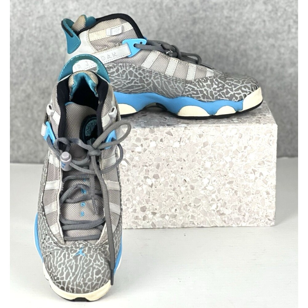 Nike Air Jordan 6 Rings Shoes Youth 6Y Gray Elephant Print Basketball Streetwear